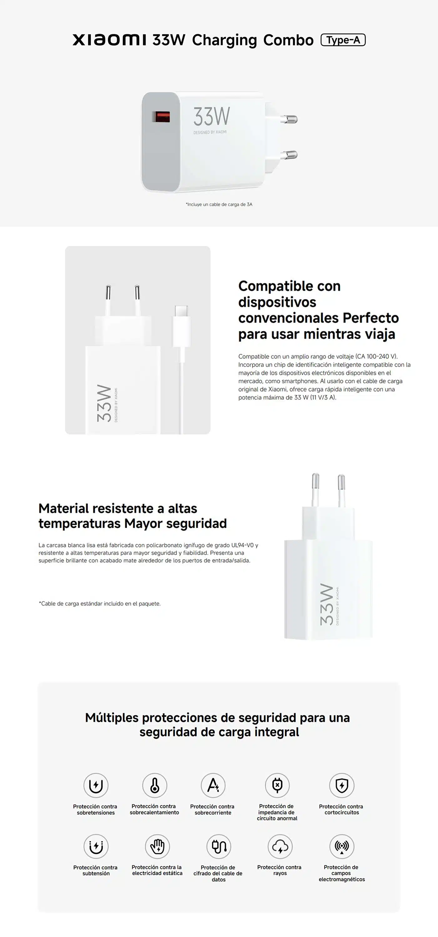 Banner Cargador Xiaomi 33W Combo USB-A