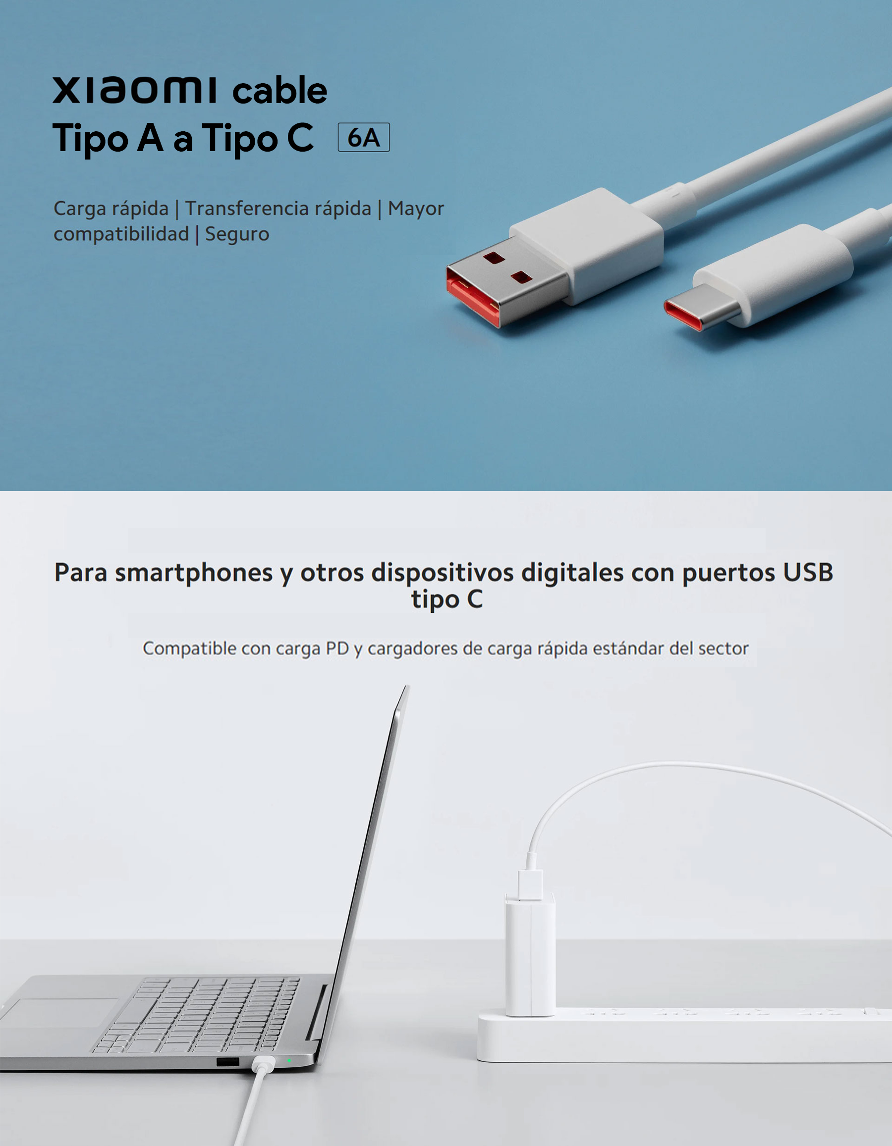 Banner Cable Xiaomi 6A USB-A a USB-C